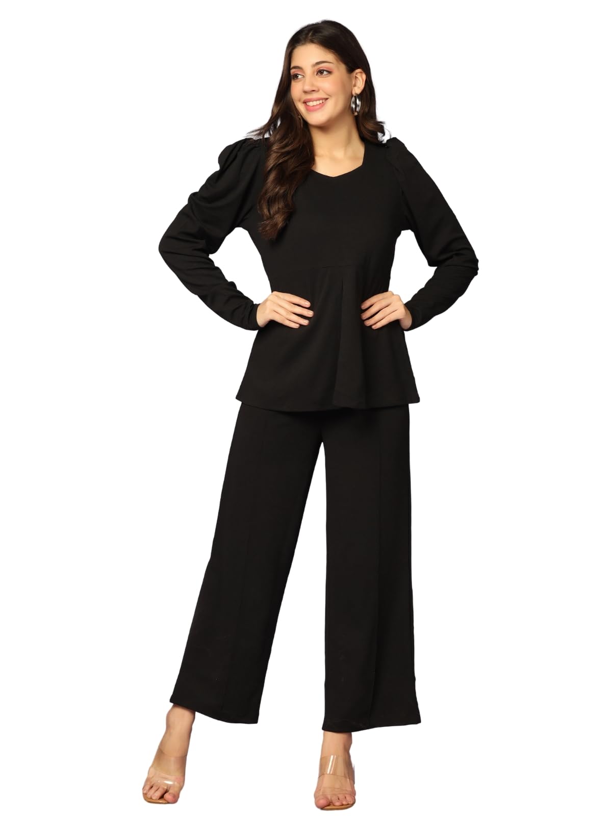 GRECIILOOKSWomens A-Line Lycra Regular Fit Co-Ord Set