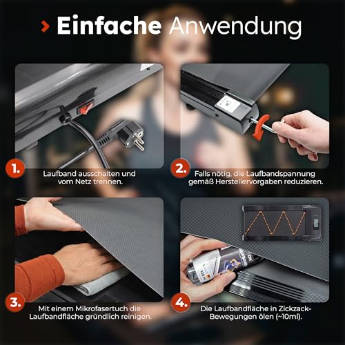 OH3 Laufband-Öl 120 ml - 100% reines Silikonöl Schmiermittel mit Schraubspitze für präzise Dosierung 350cSt - Reduziert Reibung & Geräusche - Zur Wartung von Laufbändern, Crosstrainern & Heimtrainern