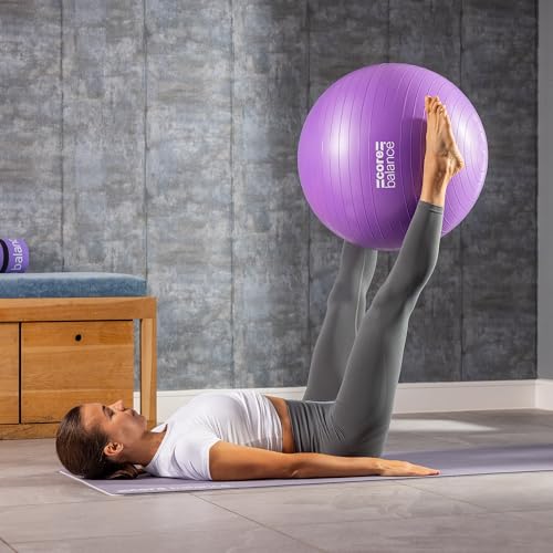 Image of Core Balance Exercise Ball, Stability Ball for Yoga, Pilates and Fitness, Gym Ball for Home Gym and Office Chair, Training, Physical Therapy, Anti Burst, Pump Included, 55cm 65cm 75cm 85cm