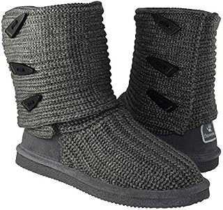 BEARPAW Women's Knit Tall Shearling Boots 658-W (9, Grey)