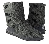 BEARPAW Women's Knit Tall Shearling Boots 658-W (8, Grey)