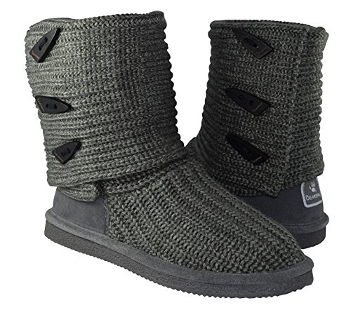 BEARPAW Women's Knit Tall Shearling Boots 658-W (9, Grey)