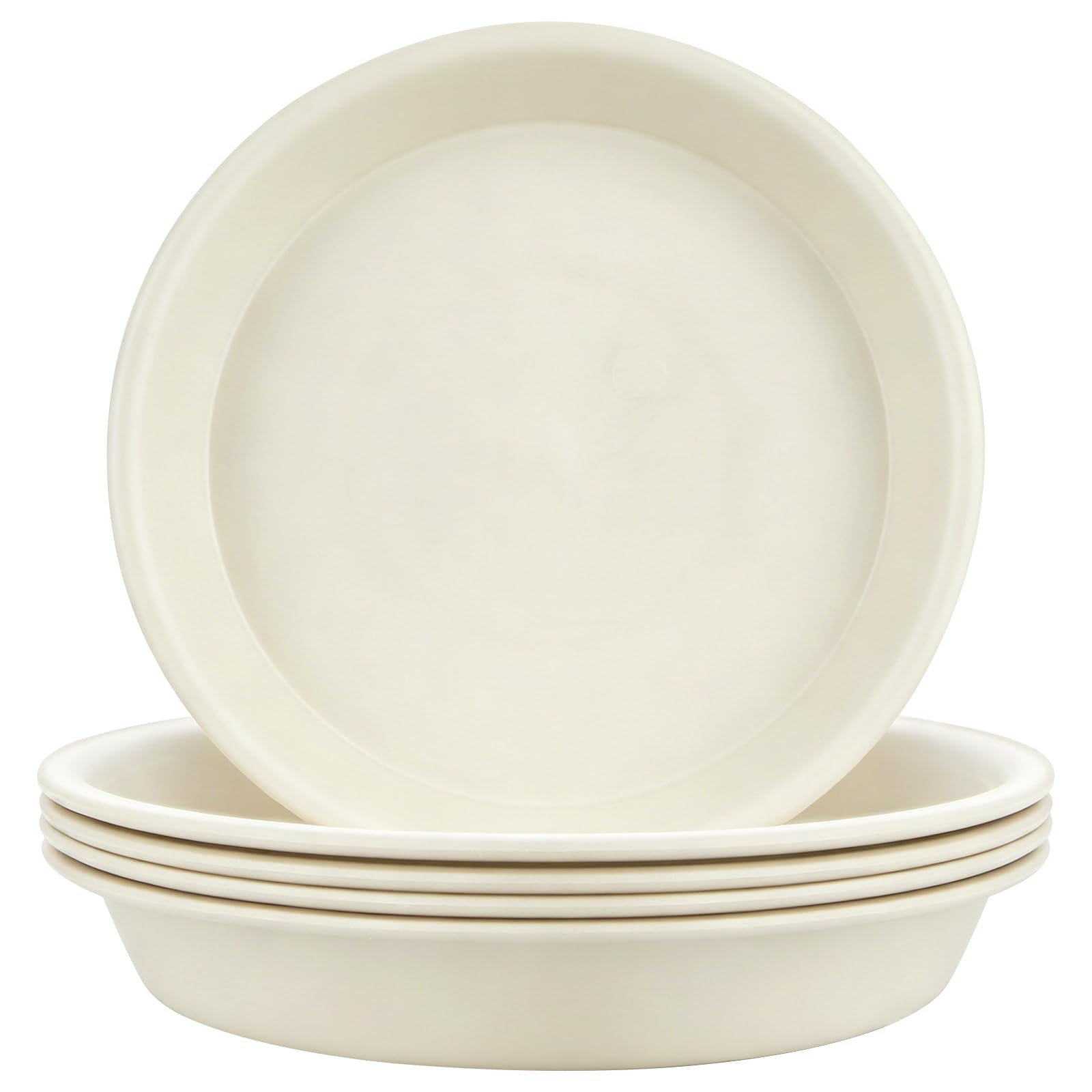 LIKOSO 5 Pcs Plants Saucers, Plastic Plant Pot Saucers, ​Flower Pot Drip Trays for Indoor and Outdoor Plants - Beige,22 CM — image 1