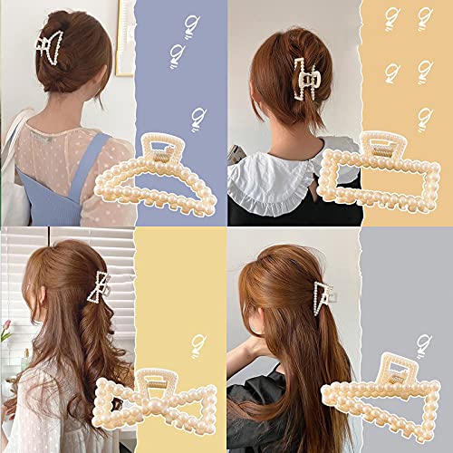 Miniatura 3 de Pinzas para el cabello con perlas, pinzas para el cabello retro, color champán, medianas, antideslizantes, pinzas decorativas para el cabello,