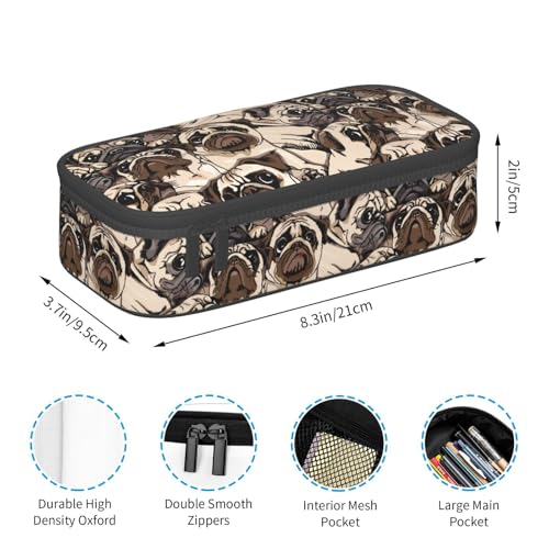 Image of Funny Pug Dog Pencil Case Organizer Big Capacity Pencil Pouch Stationery With Zipper School Supplies Pencil Bag For Girls Boys Office