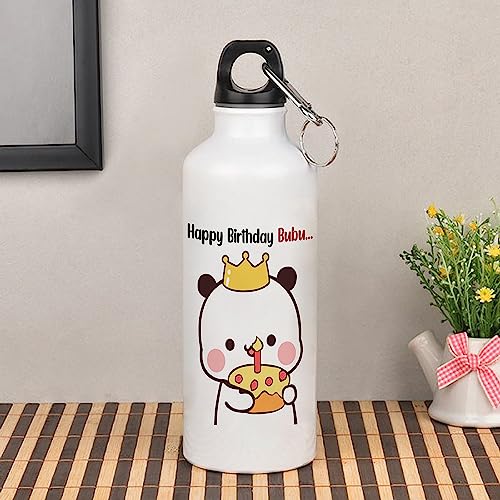 Image of Bubu Dudu Love Gift for Birthday /Anniversary Sipper Water Bottle Aluminium with Coffee Mug, Wooden Keychain Combo Pack MSK-4