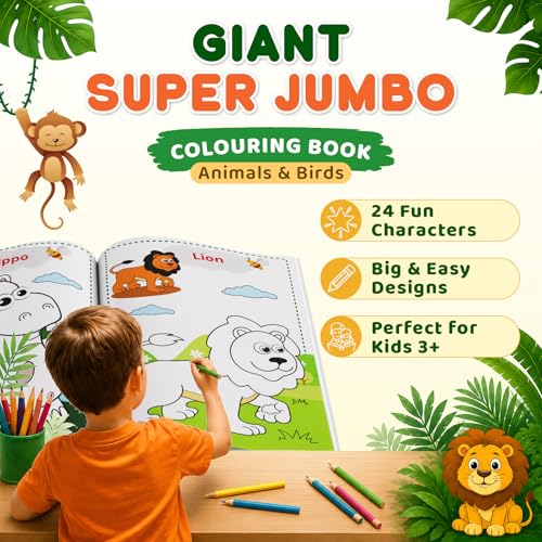 Image of Super Jumbo Colouring Book (Animals & Birds)