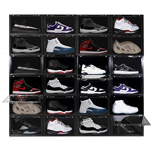 Ollie-XL-Foldable-Stackable-Shoe-Storage-Box-Organizer-24-Pack-Black Ollie XL Foldable Stackable Shoe Storage Box Organizer (24-Pack, Black) - Image 1