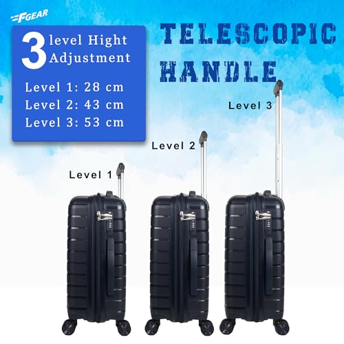 Image of F Gear PPS27 Polypropylene Hardshell /Hardsided /Hardcase Light Weight 8 Wheeler Spinner Luggage Bag /Smooth Speed Wheel Suitcase /Trolley with TSA Lock for Men Women (Carry On 20 Inch, Navy Blue)