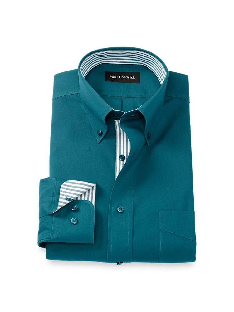 Paul Fredrick Mens Slim Fit Comfort Stretch Non-Iron Solid Dress Shirt
