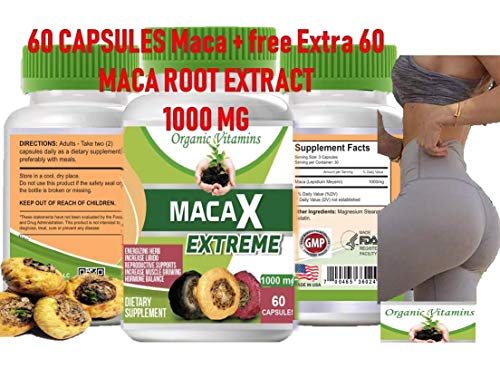 Maca Capsules Original Pill Shape Buttocks Bigger Butt Booty Shaper Super MACA Get a Bigger Booty and Free Maca Extreme 60 Capsules Total 120 Capsules
