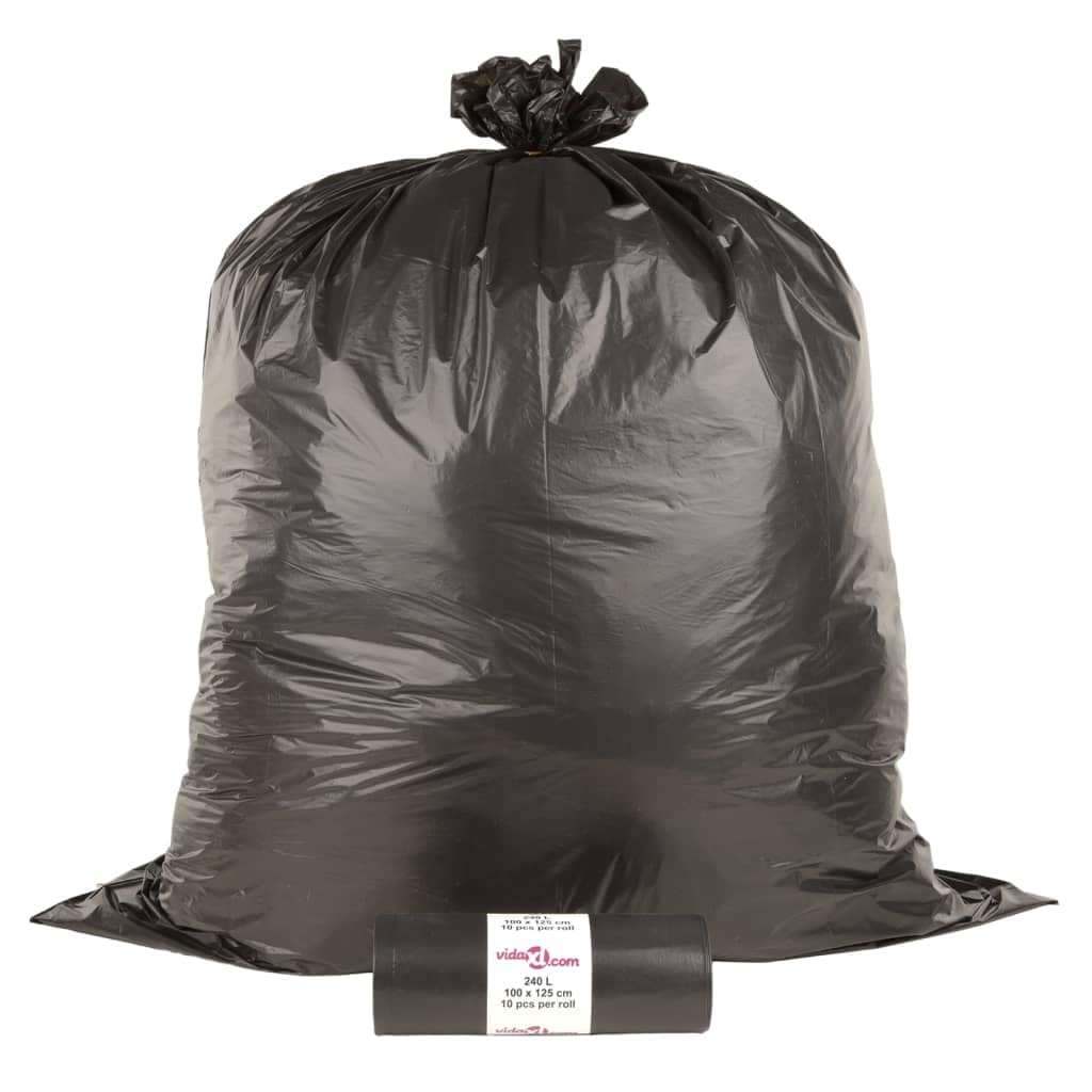 Müllbeutel, 150 Stück, schwarz, 240 l, extra robust, auslaufsicher, für Haushalt, Büro, Camping, Wandern, Picknick
