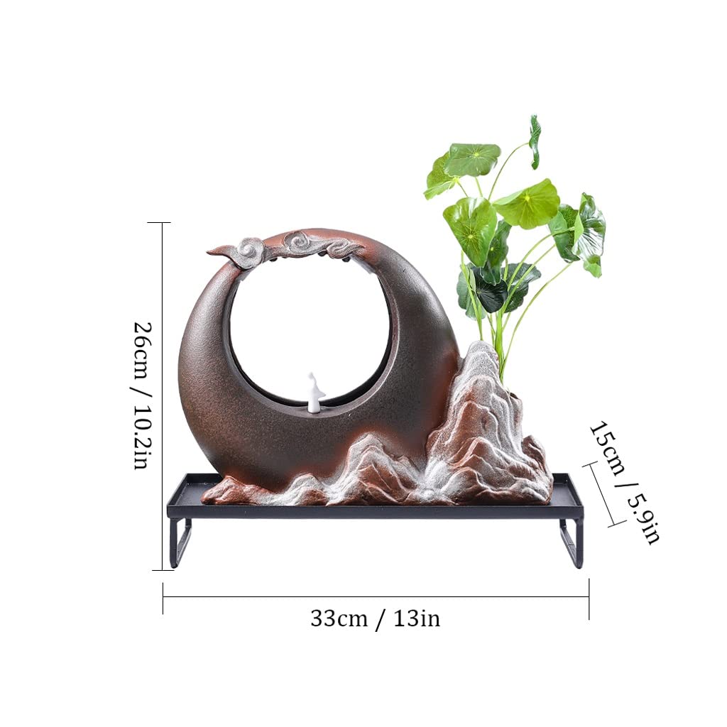 Fuente de Mesa Decorativa para Interior, Fuente de Agua con Cascada, de cerámica, con Efecto de Niebla, Zen, decoración para salón, Dormitorio, Oficina, 33 x 15 x 26 cm