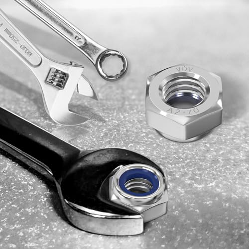 ORTAVA Sechskantmuttern M6, Sechskantmuttern Sicherungsmutter, Edelstahl Standard M6 Mutter, 10 Stück Selbstsichernde Muttern, Stoppmuttern Kontermuttern Set