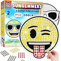Sungemmers Emoji Suncatcher Craft Kit for Kids Ages 5-10 - DIY Gem Art Window Decorations with Stickers, Fun Arts and Crafts Gift Set for Kids, Birthday Present for Creative 5, 6, 7, 8 Years Old