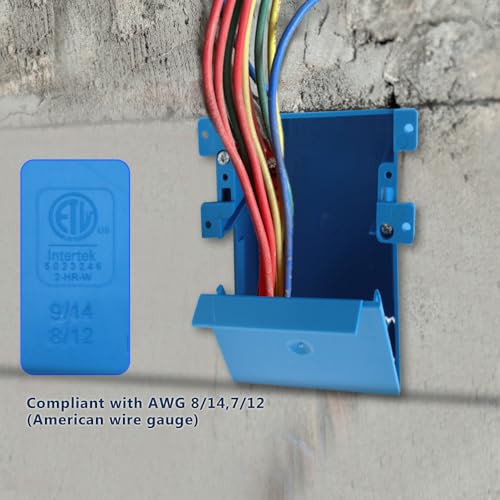 Image of Single Gang Shallow Switch and Outlet Box with Bracket, 18 cu in | Features Old Work; PVC; Thin Wall Box with Flip Cover; Blue(3 Pack).