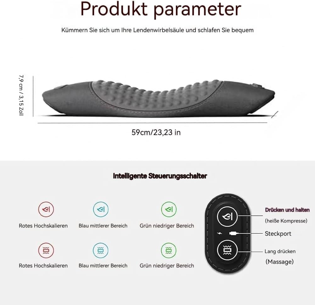 Ergopur 3-Zonen Ergoflow TiefenmassagegeräT, 2026 Neu Ergo Pur MassagegeräT, 3-in-1 RüCkenmassagegeräT Mit WäRme, Vibration und LendenwirbelstüTze für BüRo und Zuhause (Schwarz,Anschließen)