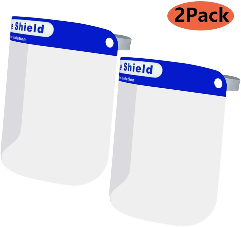 Safety Full Face Shield Visor - STAGO Recyclable Reusable Plastic Anti Dust And Anti Fog Splash Proof Full Face Shield Visor Protective Goggles for Kids,Adults (2 Packs)