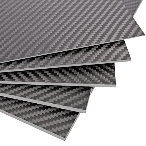 FANCYWING 100X250X1.0MM 1.5MM 2.0MM 2.5MM 3.0MM 3.5MM 4.0MM 5.0MM 6.0MM Carbon Fiber Sheet 100% 3K Carbon Fiber Laminate Plate Twill Weave Panel Sheet 0.5MM Thickness(Matte Finish)