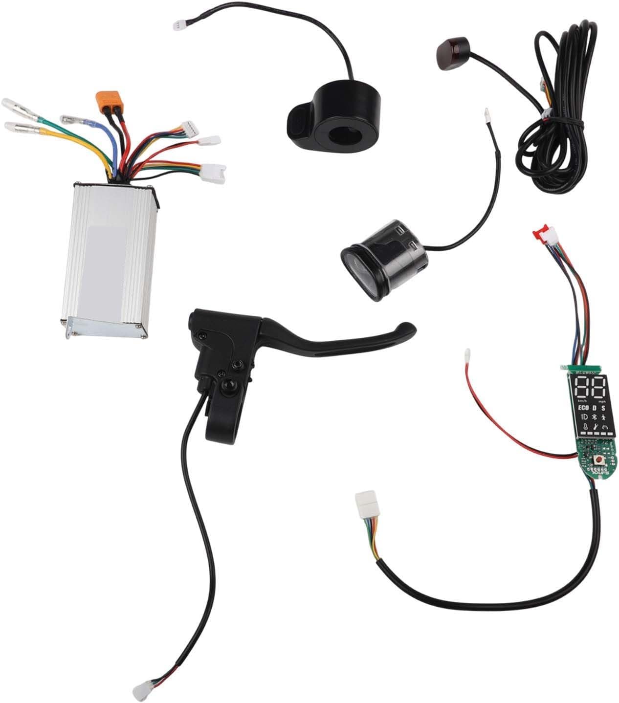 36V 500W Electric Scooter Controller Kit with 17A Dashboard, Accelerator, Headlight and Tail Light, for 10 Inch Models, Aluminum Alloy Construction