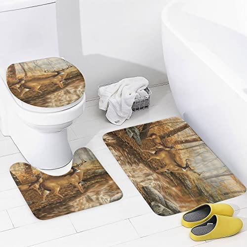 Alfombras de baño antideslizantes y cortinas de ducha rústicas de ciervo 5
