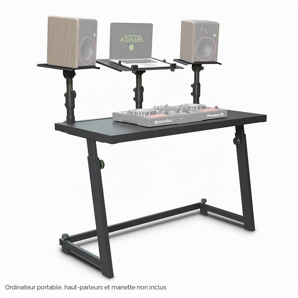 Gravity FDJT 01 - Table pour DJ universelle avec support pour enceintes et ordinateur portable