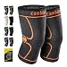 CAMBIVO 2 Pack Knee Brace, Knee Compression Sleeve Support for Running, Arthritis, ACL, Meniscus Tear, Sports, Joint Pain Relief and Injury Recovery (FDA Approved) (Medium, Black/Orange)