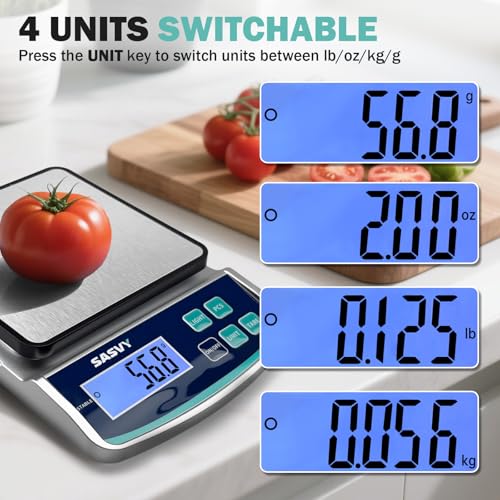 image for SASVY Digital Lab Scale 5000g x 0.1g oz/lb/g/kg Precision Electronic S