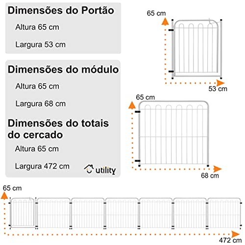 Cercado Pet Cachorro Caes Dobrável 6 Lados 69cm Branco