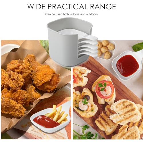 Ciotoline per Salse 6 Pezzi Scodelle Porta Salsa Ciotole con Manico Per Immersione Piatti Decorate Quadrati per di Soia Riutilizzabili può Utilizzato per Spezie Snack Salse Barbecue Feste - immagine 5