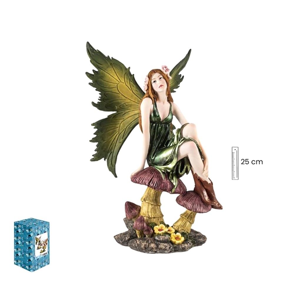 Hada sentada figura de 25 cm. sobre setas imagen acabada en resina
