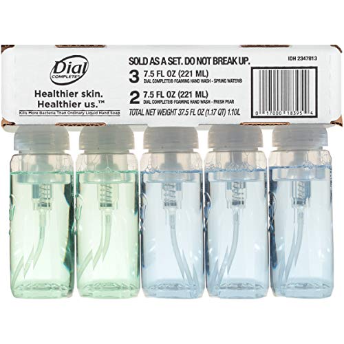 Image of Dial Complete Antibacterial Foaming Hand Soap, 2-Scent Variety Pack, Spring Water /Fresh Pear, 7.5 Fluid Ounces Each, 5 count (Pack of 2)