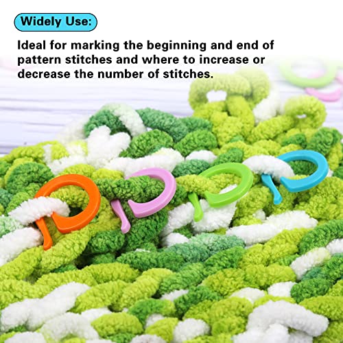 Yizzvb 50 Pcs Crochet Stitch Markers, Knitting Stitch Rings With Plastic Box, Crochet Ring Crochet Locking Sewing Accessories And Large-Eye Blunt Needles For Diy Handmade Crafts #TOP4