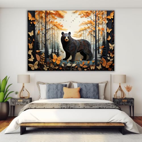Póster de oso para baño que elimina las paredes aburridas con arte natural 4