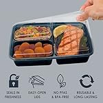 Bentgo Prep - 20-Piece 3-Compartment Reusable Meal Prep Containers with Lids, PFAS & BPA Free Materials, Durable, Microwave, Freezer, & Dishwasher Safe To Go Food Storage (Navy Blue) - Image 4