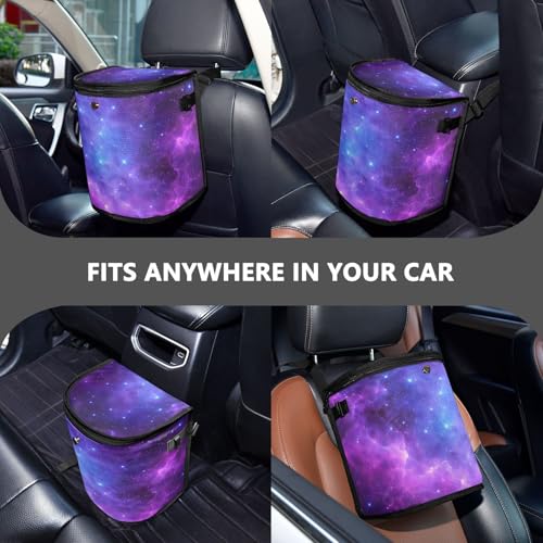 Image of senya Car Trash Can, Garbage Can, Waste Basket - Leak-Proof, 11 inch x 9 inch x 7 inch, Purple, Fabric, 693 Cubic Inches