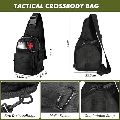 Survival Kit with Emergency Gear Set & Tactical Crossbody Bag,First Aid Supplies for Camping Hiking & Emergency Preparedness,Bug Out Bag with Tent,Axe,Folding Shovel,Flashlight,Gifts for Men Women - Image 2