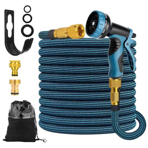 75FT Garden Hose Expandable Garden Hose with 10 Function Hose Spray Gun/Solid Brass Fittings Leak Proof Lightweight - Used for Gardening Watering etc(75FT)