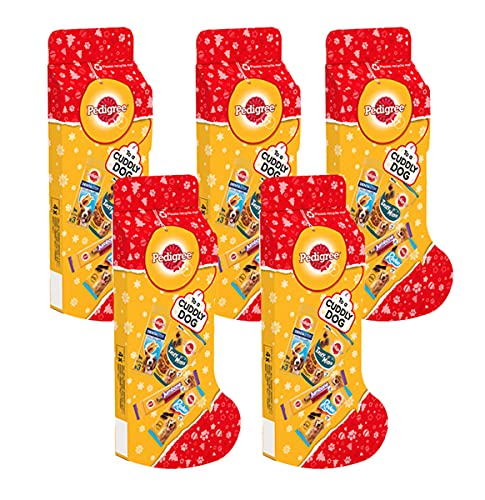 Image of Pedigree Christmas Stocking Gift Adult Dog Treats Mixed 367g (5 X Stockings)