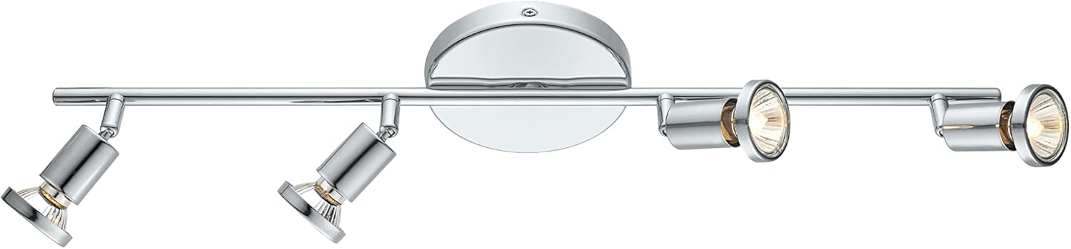 EGLO Buzz 25" Track Light 4-LED Dimmable Adjustable Wall and Ceiling Fixture for Kitchen Island, Hallway, and Dinning Room, Chrome