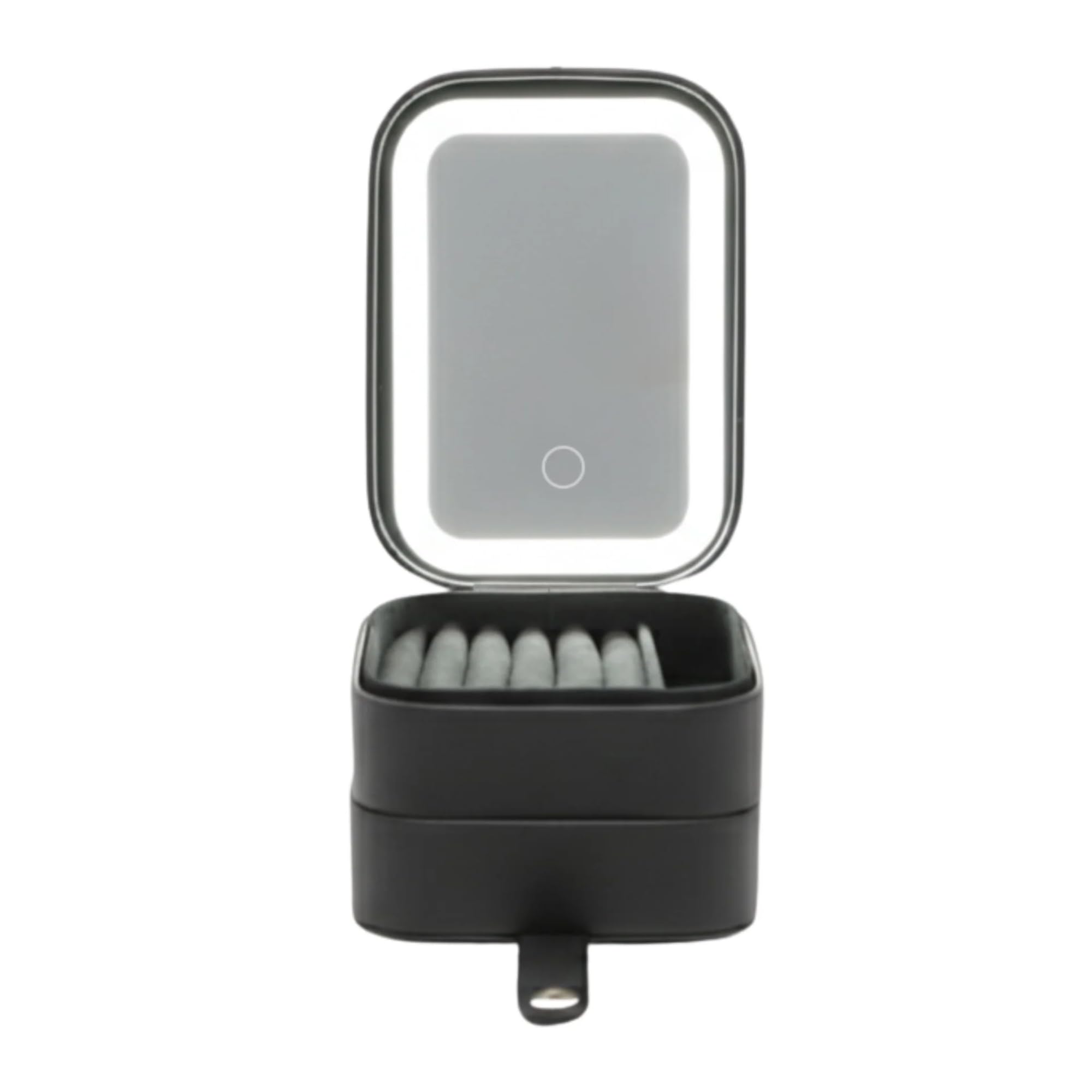 Impressions Vanity Montreaux - Custodia da viaggio a doppio strato con specchio a LED, cuscino per anelli e orecchini, con 3 divisori aperti, tasca a scorrimento e 4 divisori aperti, scatola organizer
