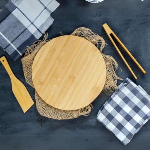 Set de 12 tablas de cortar redondas de bambú de 9 pulgadas miniatura 7