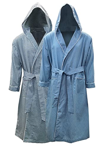 Andrew Scott Mens 2-Pack Hooded Long Robe/Light Weight Premium Cotton Blend Woven Full Length Lounge and Bathrobe - Main Image