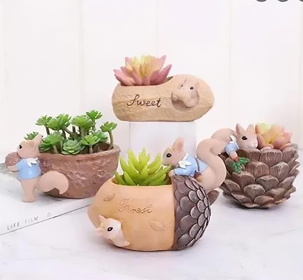 Vikarafty Ceramic, Resin Pot Combo Cute Squirrel Fleshy Succulent Planter Pot Handpicked Beauty Enhancer Design| Planter Unique Design Succulent Pots Polyresin Pot without Plant Pack of 4 Multicolor (B0BJGKRYJJ) Amazon Price History, Amazon Price Tracker