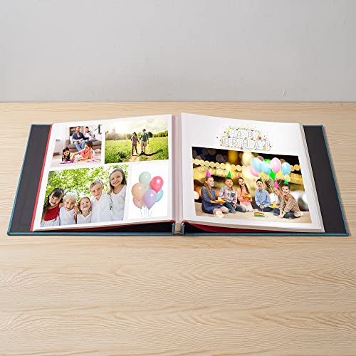 Image of Large Photo Album Self Adhesive for 4x6 5x7 8x10 Pictures Magnetic Scrapbook Album 20 Sheets / 40 Pages Linen Cover DIY Photo Album with A Metallic Pen and and Plastic Board(Sky Blue)