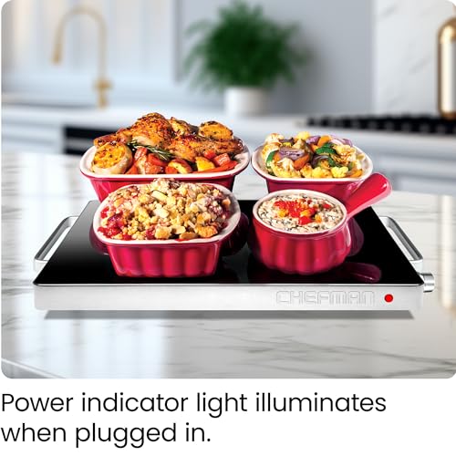 Chefman Compact Glasstop Warming Tray with Adjustable Temperature Control Perfect for Buffets, Restaurants, Parties, Events, Home Dinners and Travel, Mini 15x12 Inch Surface, Keeps Food Hot, Black - image 6