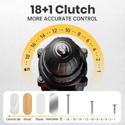 Cordless Drill 20V, Drill Set with 42pcs Accessories and Battery 2.0Ah, Electric Drill 25+1 Torque Setting, 2 Speed, 3/8\" Keyless Chuck, LED Light, Electric Power Drill for Home DIY and Garden Repair - Thumbnail 6