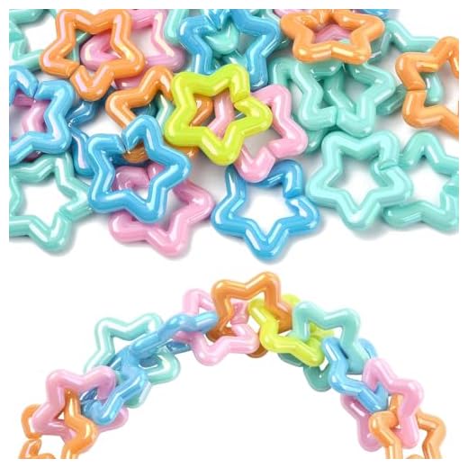 Stiesy AB Color Acrylic Linking Rings 40pcs, Mixed Color Star Shape Quick Link Connectors for Necklace, Earring, Jewelry Making, Handbag Strasp, Keychains, Bag Charms DIY