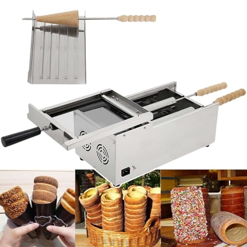 Chimney Cake Machine, 1600W Bread Roll Grill Maker with 2 Rollers and Cutter Set for Making Kurtos Kalacs