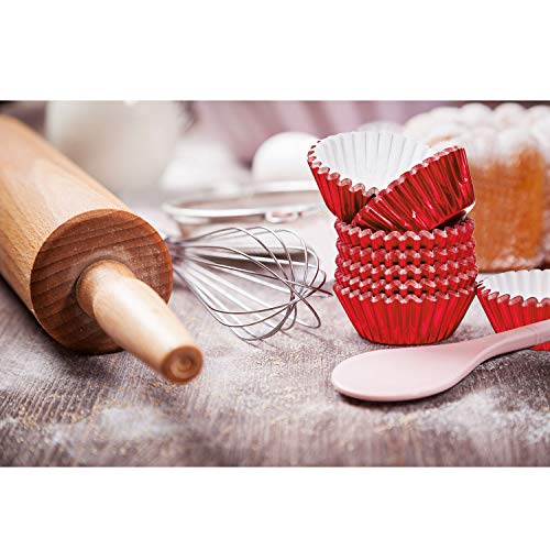 Image of Sumind 400 Pcs Mini Foil Cupcake Liners Holiday Baking Cups,Red